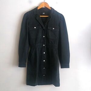 Rails Womens Dress Lisette Mini Dress Carbon Black Long Sleeve Buttons size XS